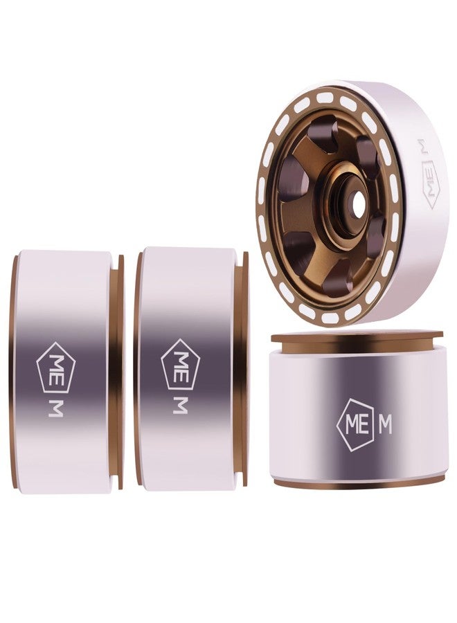 Mesimsple جنط ألومنيوم بسيط مقاس 1 بوصة بنظام تثبيت الإطار، مناسب لسيارات أكسيال إف إم إس بمقياس 1/24 FCX24 وSCX24 ومقياس 1/18 FCX18 وTRX4M، قطع غيار بنية اللون. - Image 1
